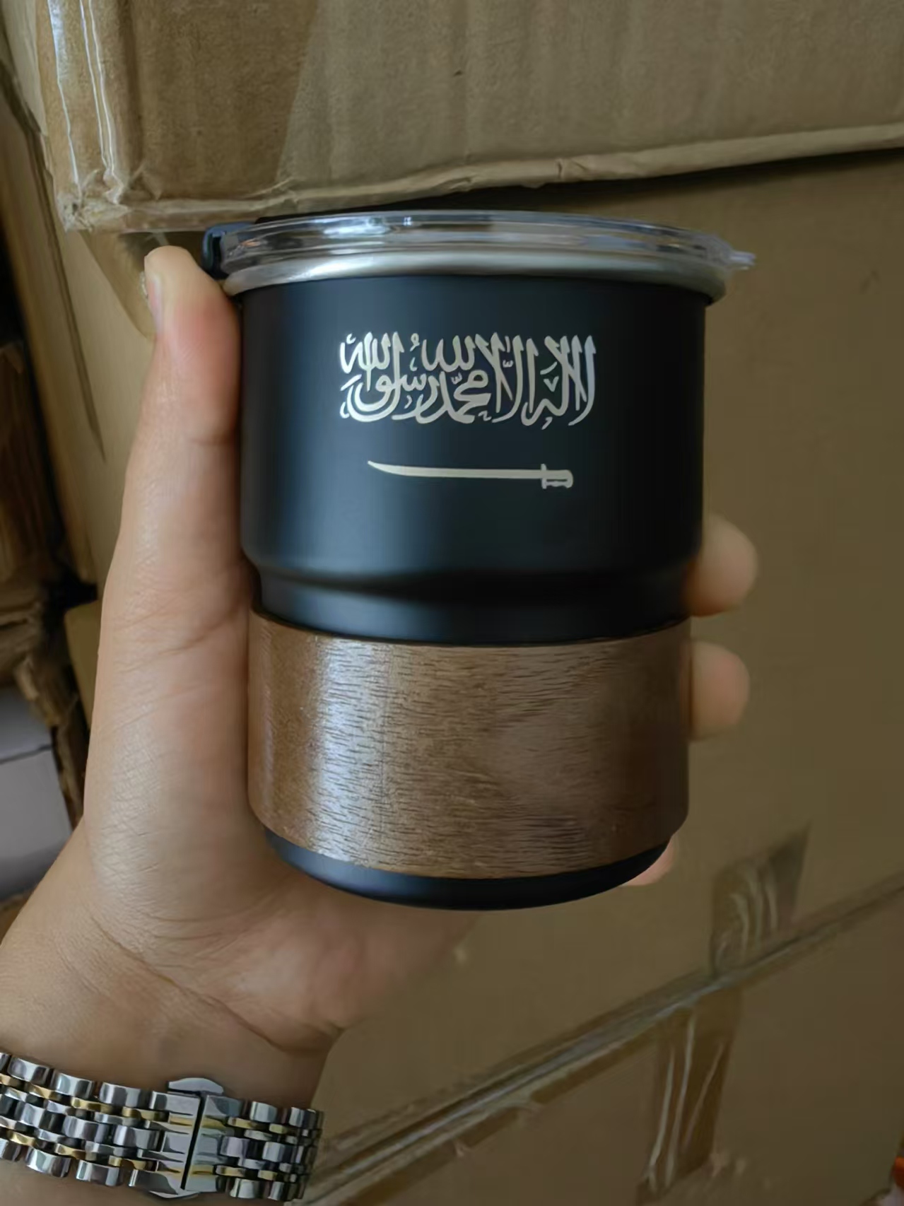 Coffee Tea Name - De vlag van Saoedi-Arabië Logo roestvrijstalen