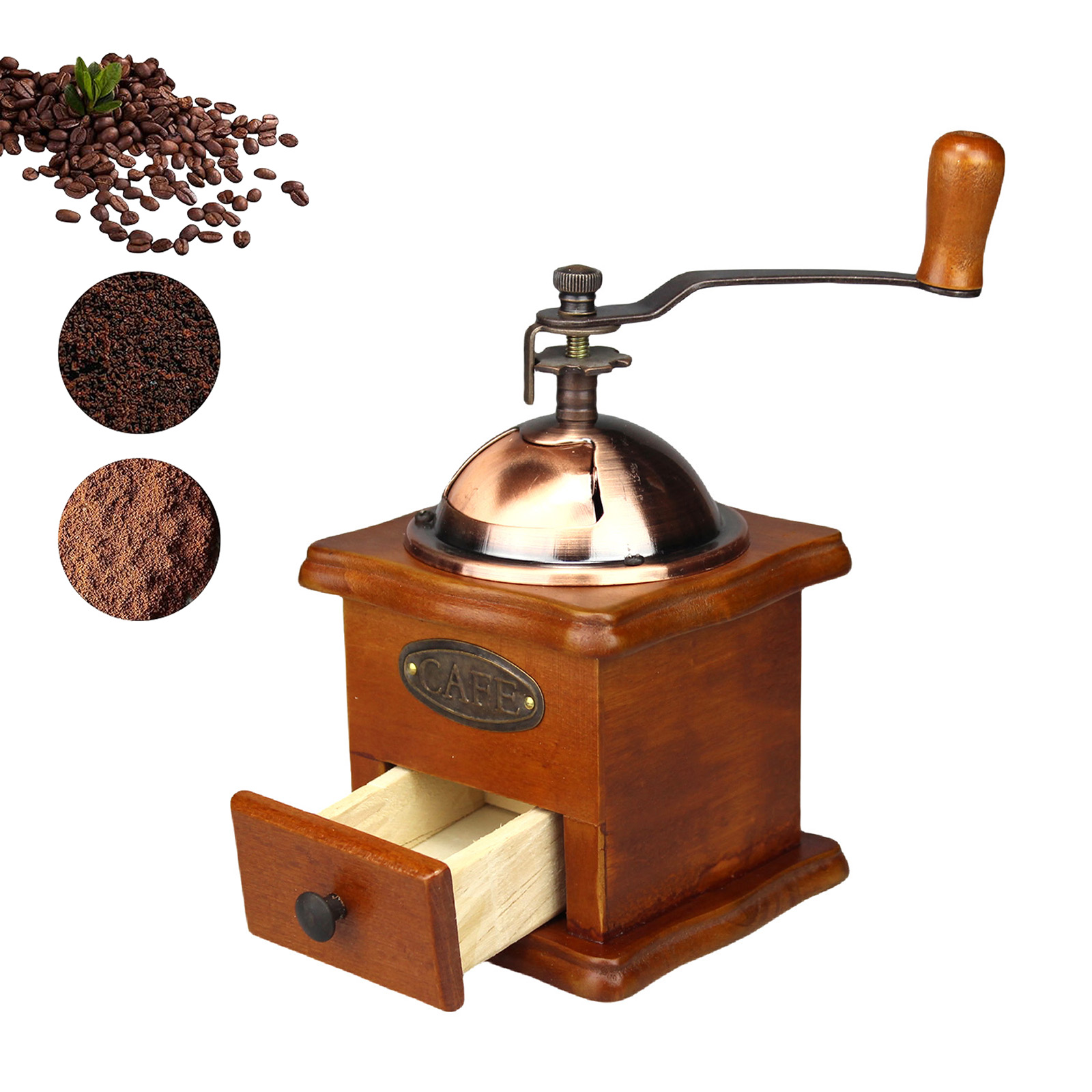 Burr Hand Grinder - Antieke handmatige koffiemolen met handbediening, klassieke