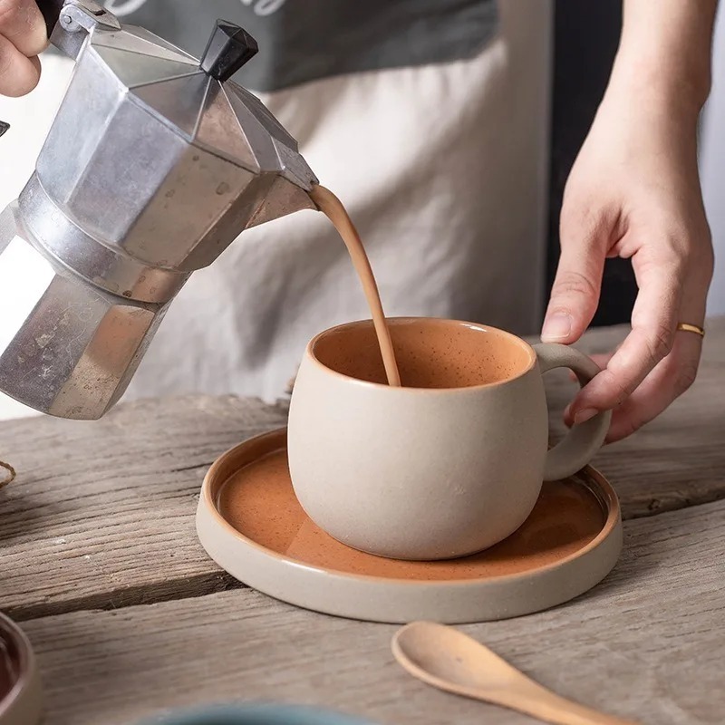 Coffee Tea And Sugar Set - Keramische koffiekopjesset Japanse stijl Prachtige middagbloem